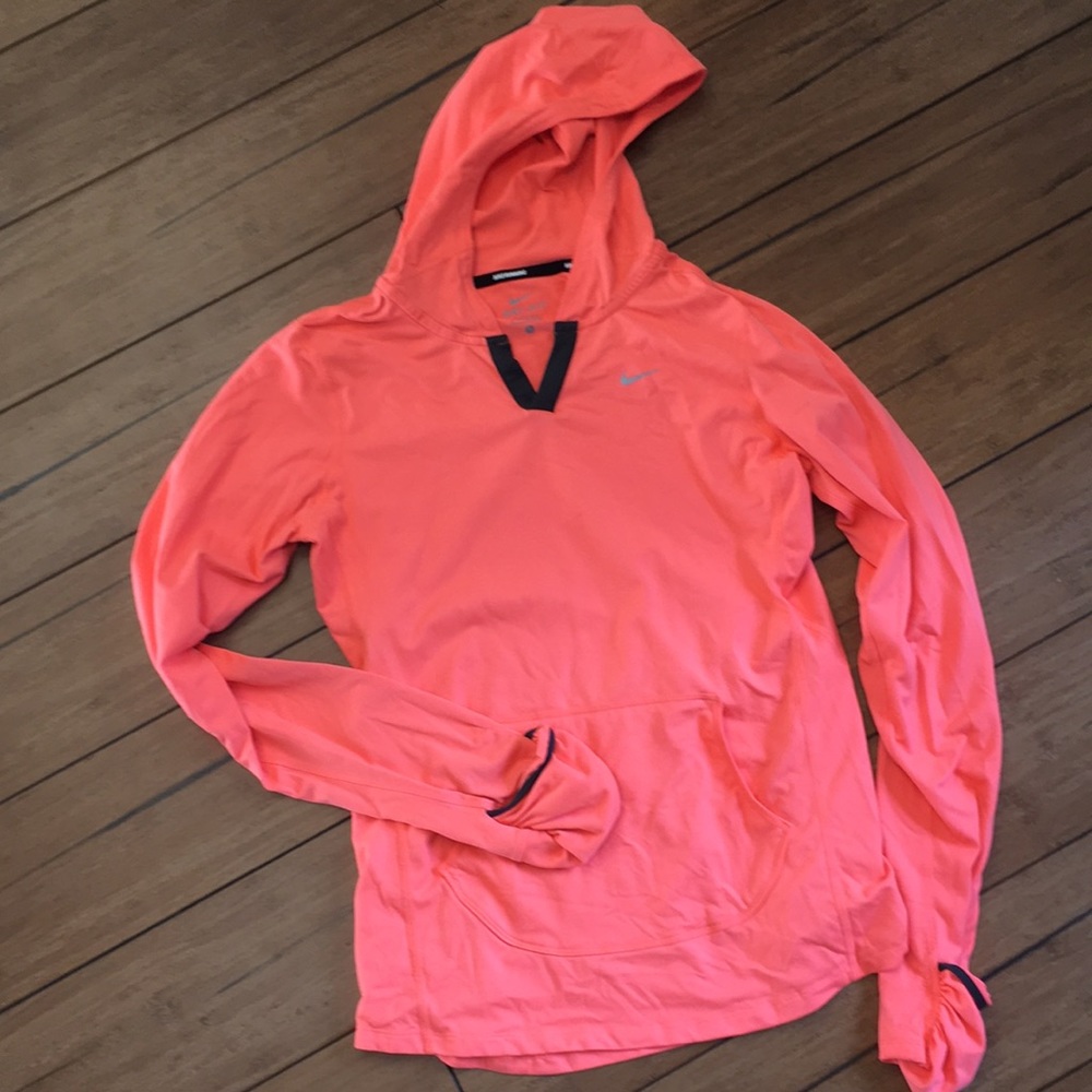 Nike women’s hooded running top. Size Small. Neon orange